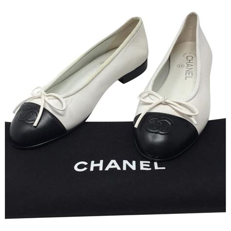 black and white chanel ballet flats|where to buy Chanel flats.